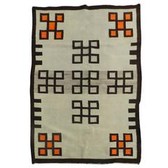 Navajo Trading Post Double Saddle Blanket with Connecting Squares, circa 1920s 