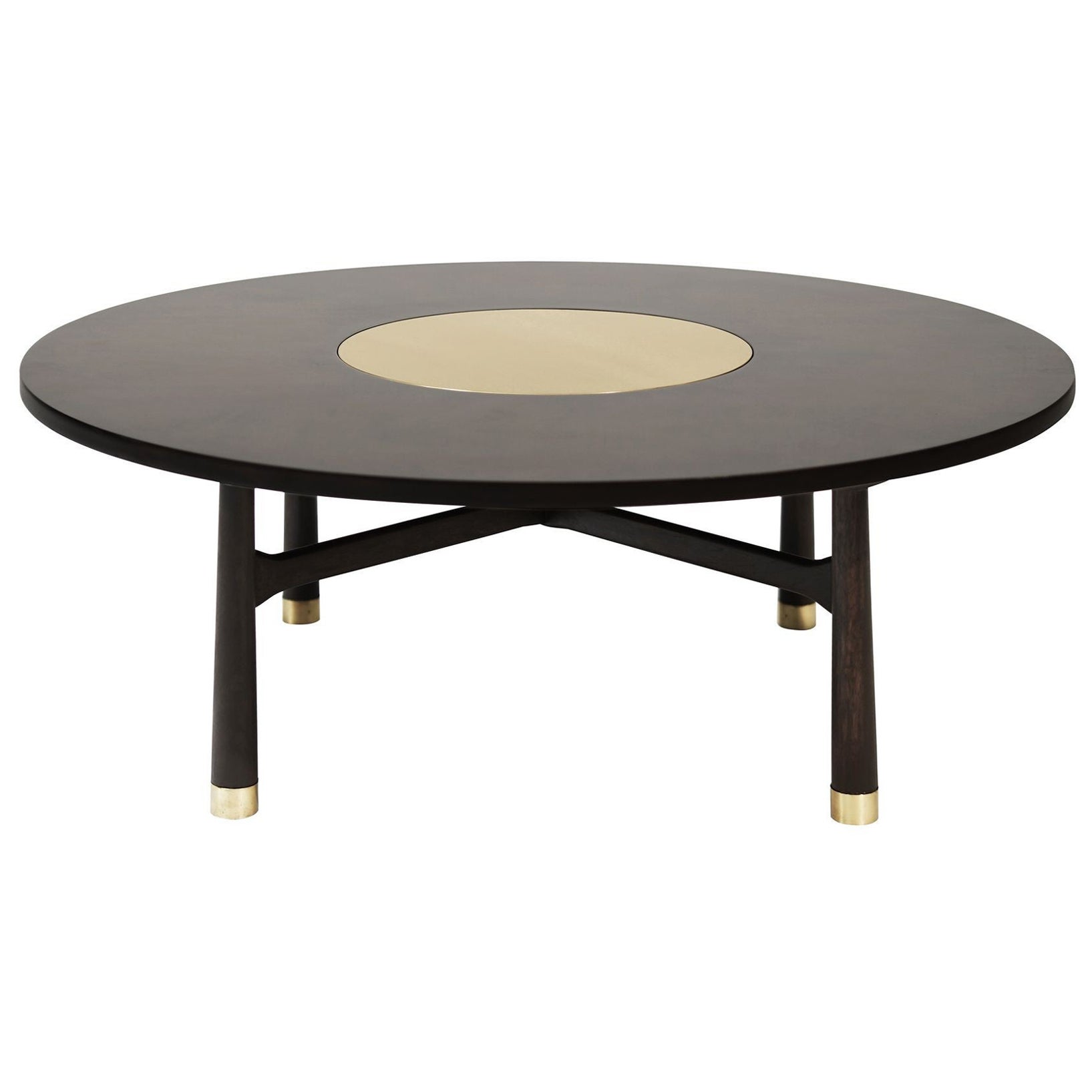 Table basse en noyer et laiton par Harvey Probber, C. 1950s en vente