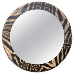 40" Round Mirror Covered in Zebra Hide