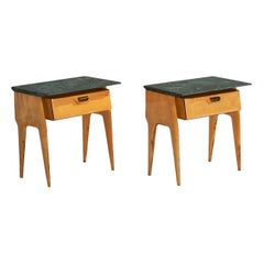 Italienische Designerin,ighstands, Holz, Marmor, Messing, Italien, 1940er Jahre