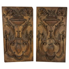 Pair of Heavily Carved Walnut Wall Panels