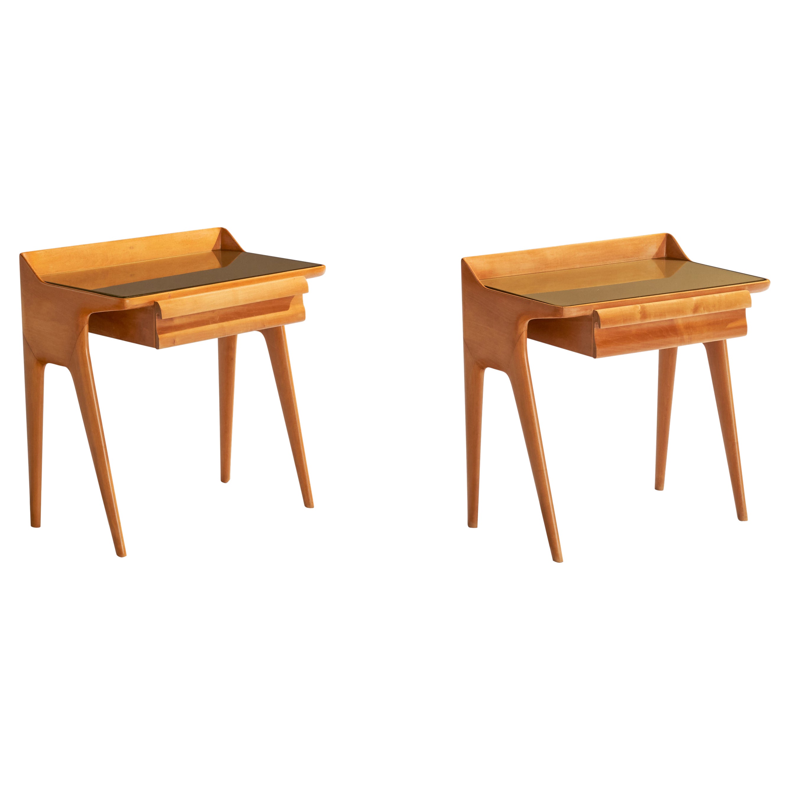 Vittorio Dassi, Comodini, Legno, Vetro, Italia, anni '50