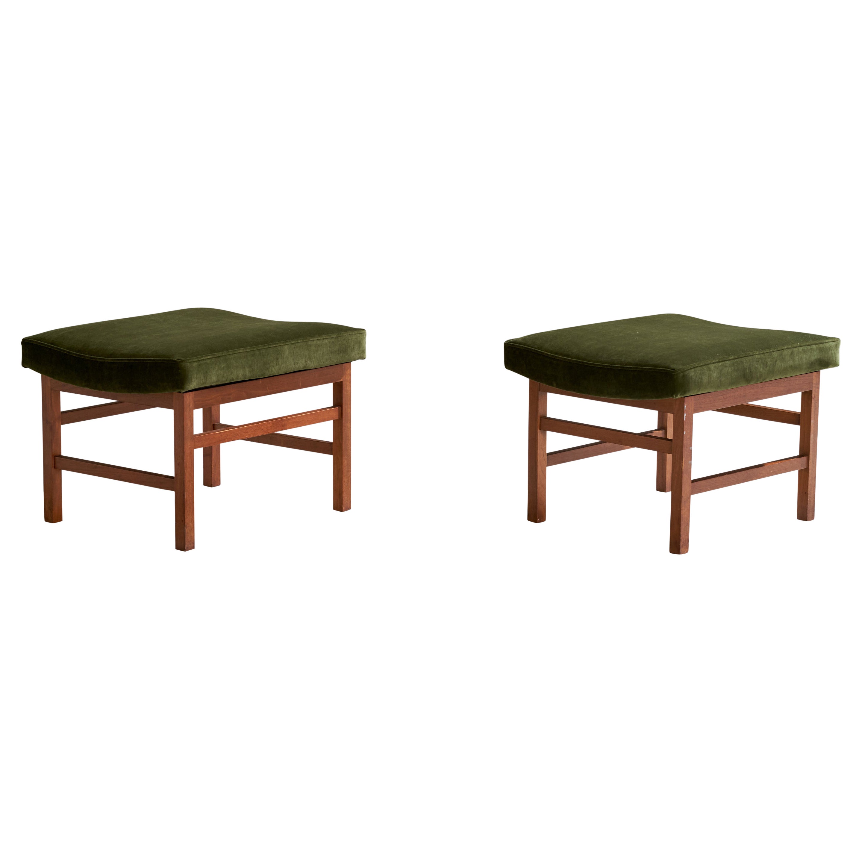 American Design/One, Tabourets, Noyer, Velvet, USA, années 1950