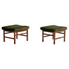 Amerikanische Designerin, Hocker, Nussbaum, Samt, USA, 1950er Jahre