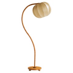 Lyssstoffarmatur, Floor Lamp, Oak, Brass, Resin, Norway, 1930s
