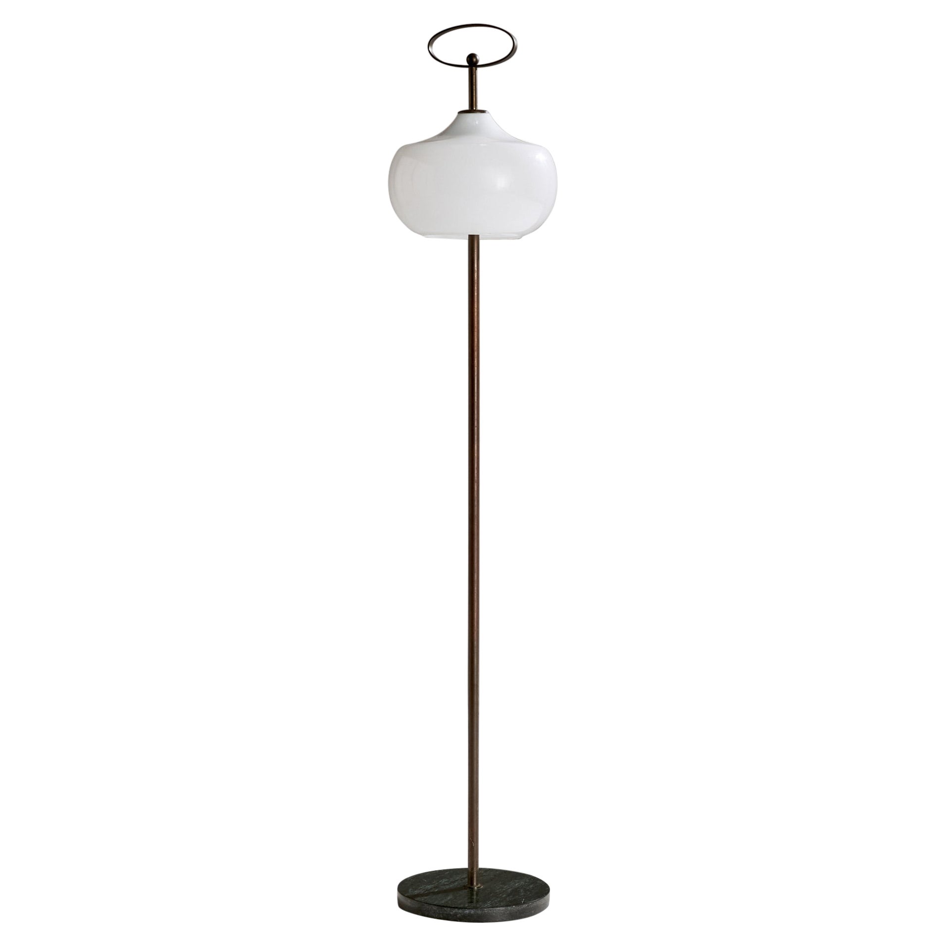 Lampadaire Annig Sarian, laiton, verre, marbre, Italie, années 1960