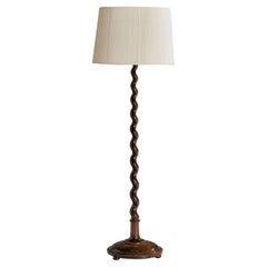 Swedish Designer, Floor Lamp, Birch, Fabric, Sweden, 1920s