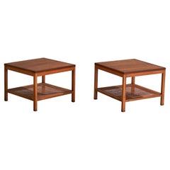 Lane Furniture, Side Tables, Oak, Cane, USA, 1970s