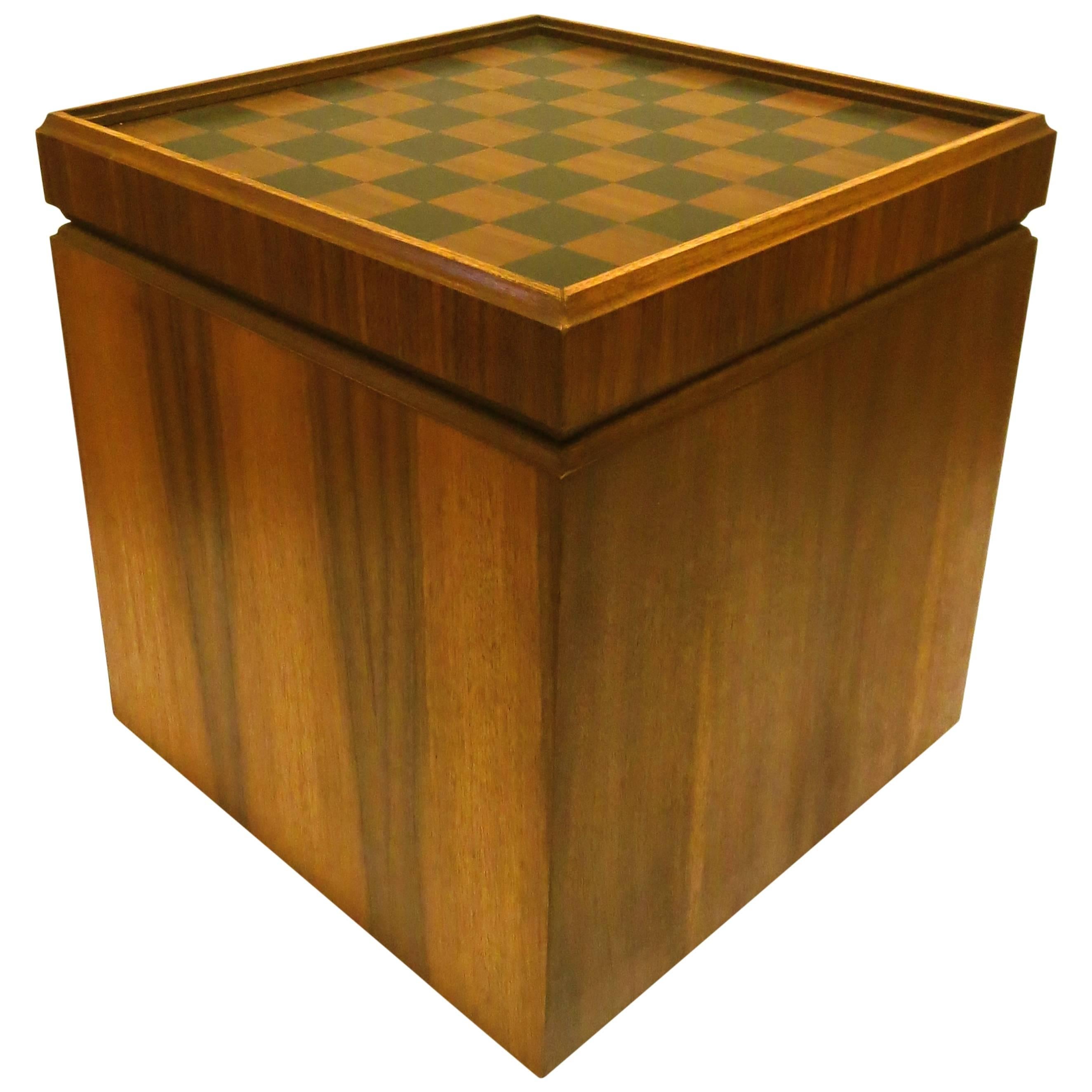 1950s American Modern Mid Century Reversible Top Small Chess Table/Stool