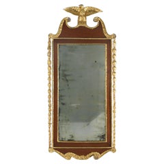 Large Antique Federal Parcel Gilt Mahogany Wall Mirror with Eagle Crest 19thC