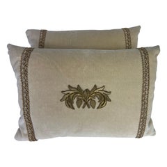 Pair of Metallic Applique Silk Velvet Pillows by MLA