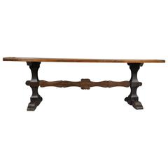 Italian Baroque Walnut Trestle Table