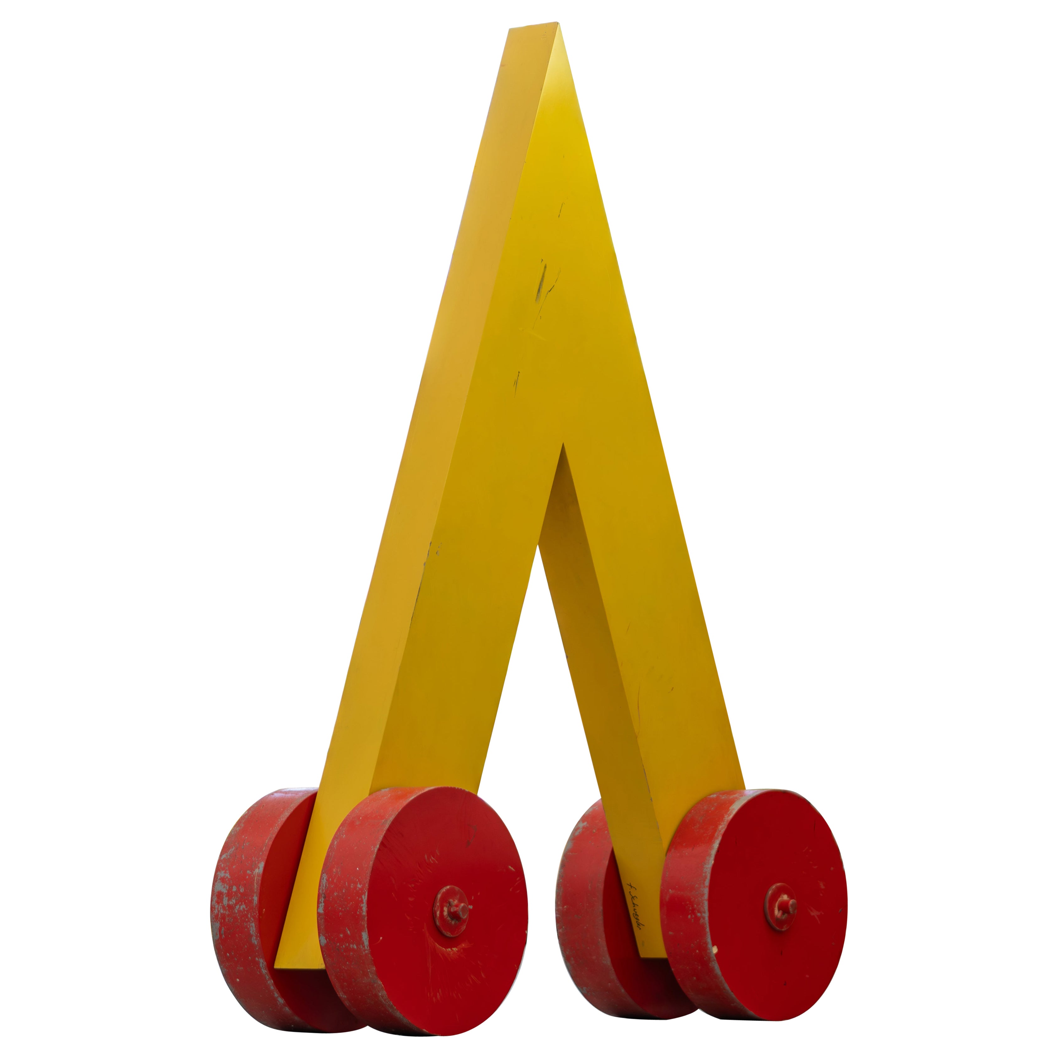 Fritz Schwegler, sculpture jaune abstraite d'angle 1978, installation surdimensionnée en vente