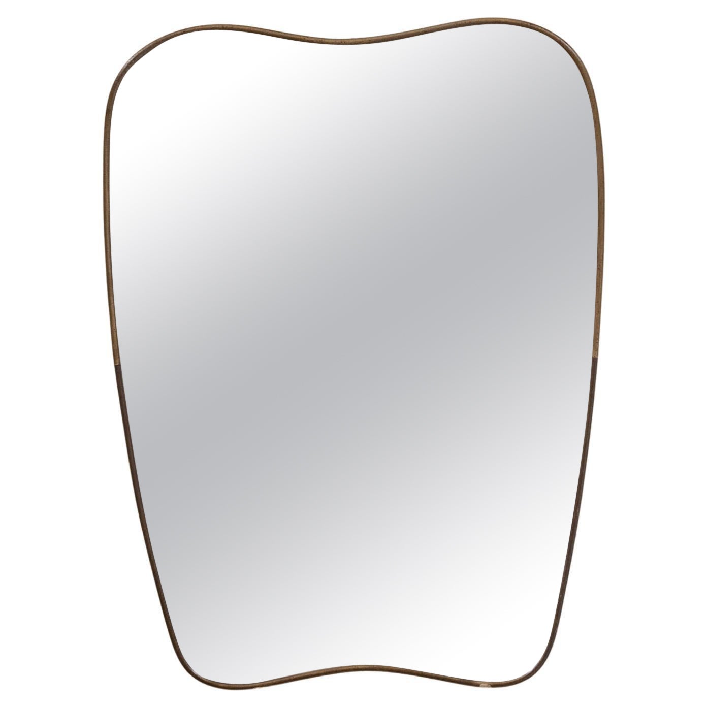 Midcentury Italian brass wall mirror attributed to Gio Ponti, Italy 1950