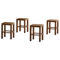 Set of 4 Stools in Birch, Swedish Modern, Designed by Sven Markelius, 1930s