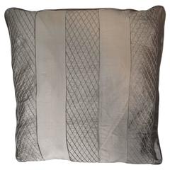 Throw pillow in dark gold/ tan Silk with Stitched Pattern Stripe/ Comfort Pillow