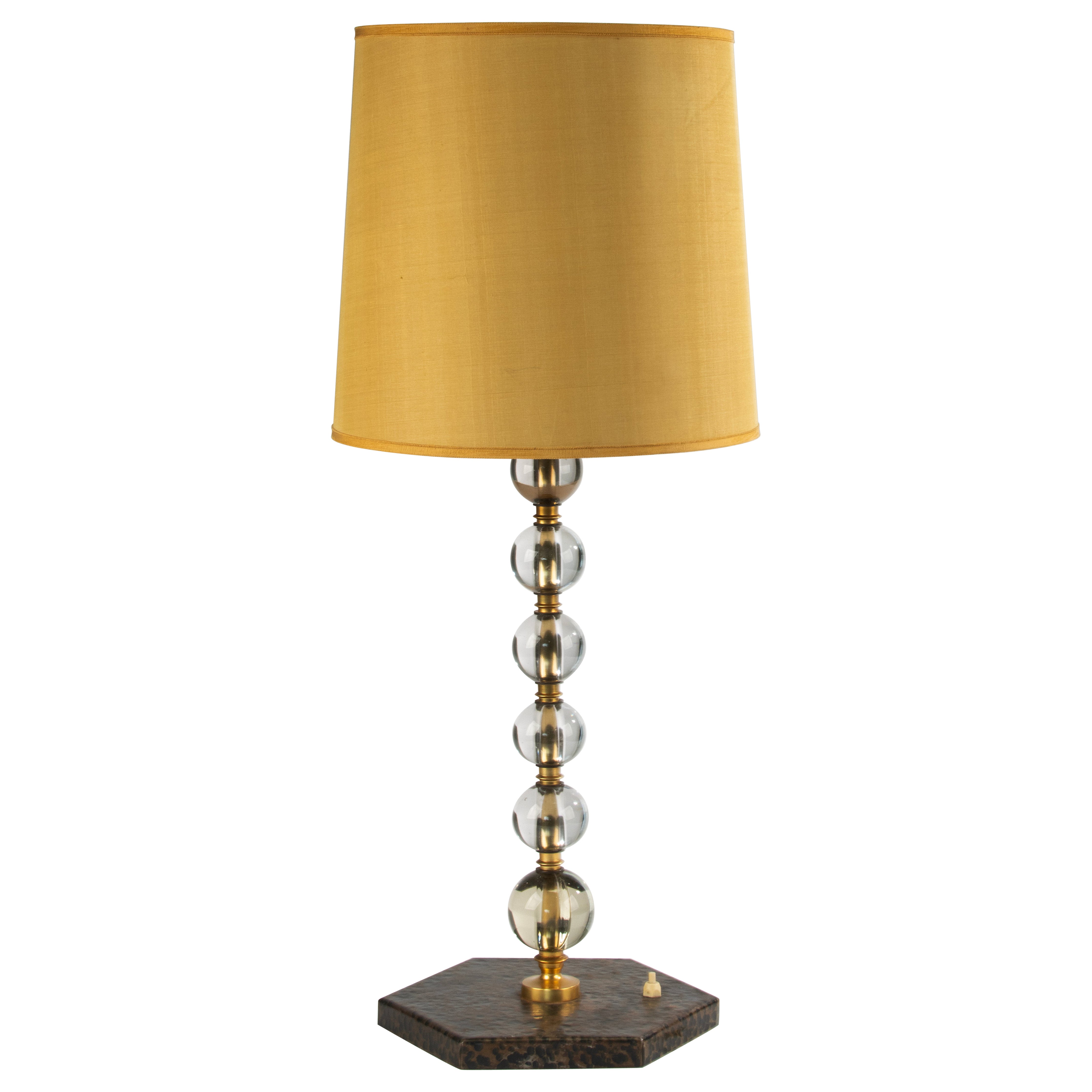 Mid 20th Century Art Deco Style Table Lamp - Glass Balls Metal Base