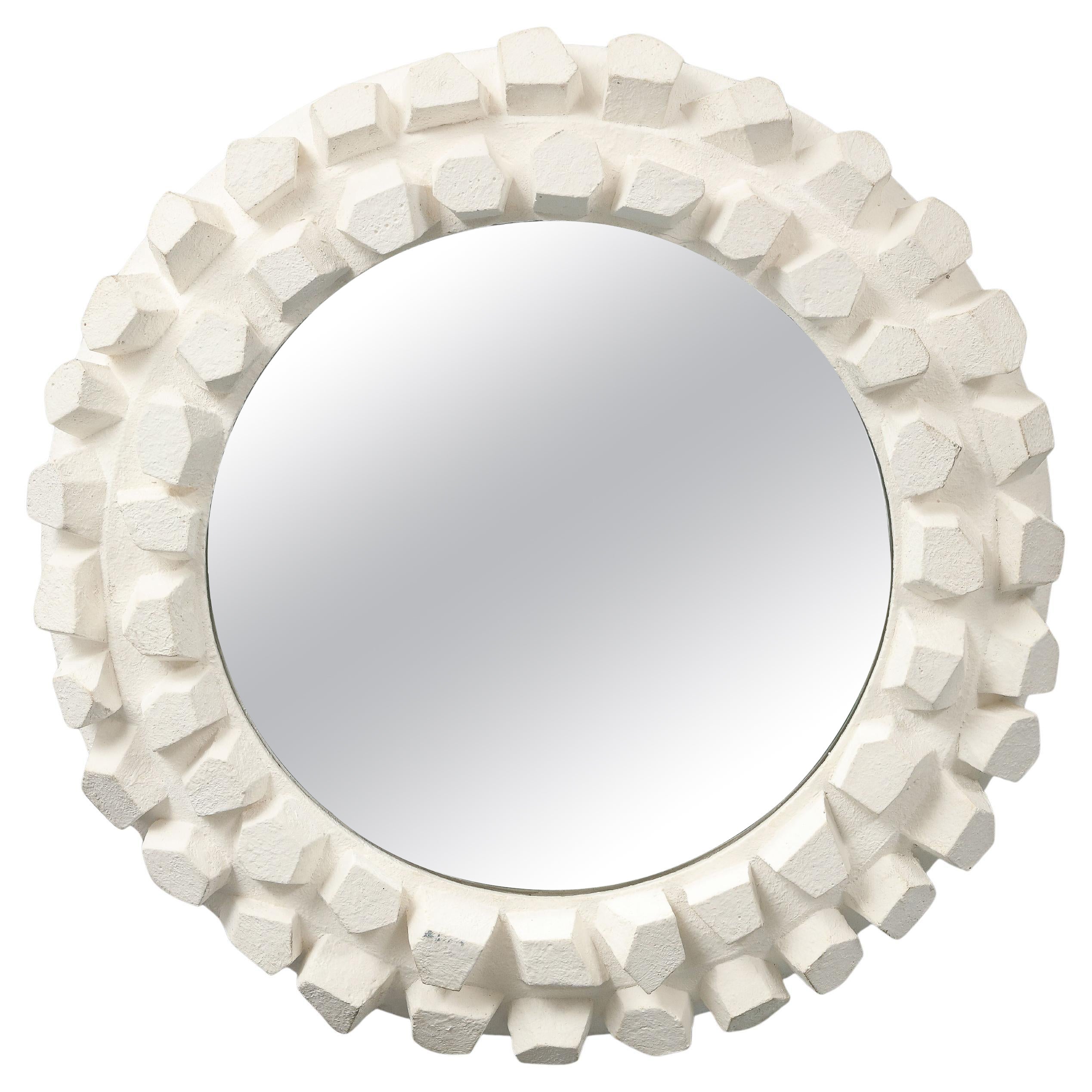 Specchio in gesso bianco Jacques Darbaud