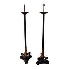 1970s Pair of Classic Bronze Lamps with Lion Claw Feet. France