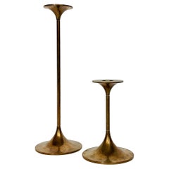 Pair of Max Brüel Candle Sticks Brass Torben Orskov Denmark 1960s