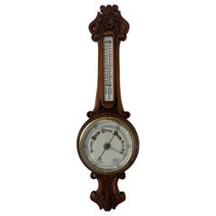 Antique Victorian Quality Carved Oak Banjo Barometer