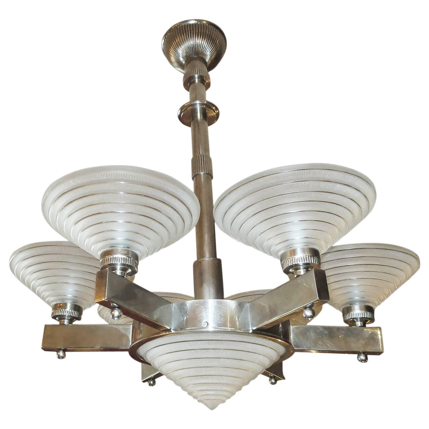 French Art Deco Chandelier by Georges Leleu