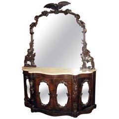 19th century American Monumental Mirrored Mahogany Sideboard with Carved Eagle