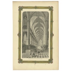 Engraved Interior of Westminster Abbey: A Detailed Gothic Masterpiece, c.1872