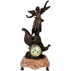 French Art Nouveau Clock on Marble Base 12