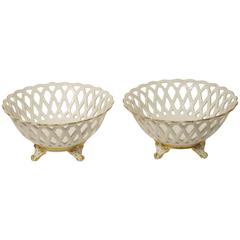 Pair of Paris Porcelain Reticulated Bowls, French