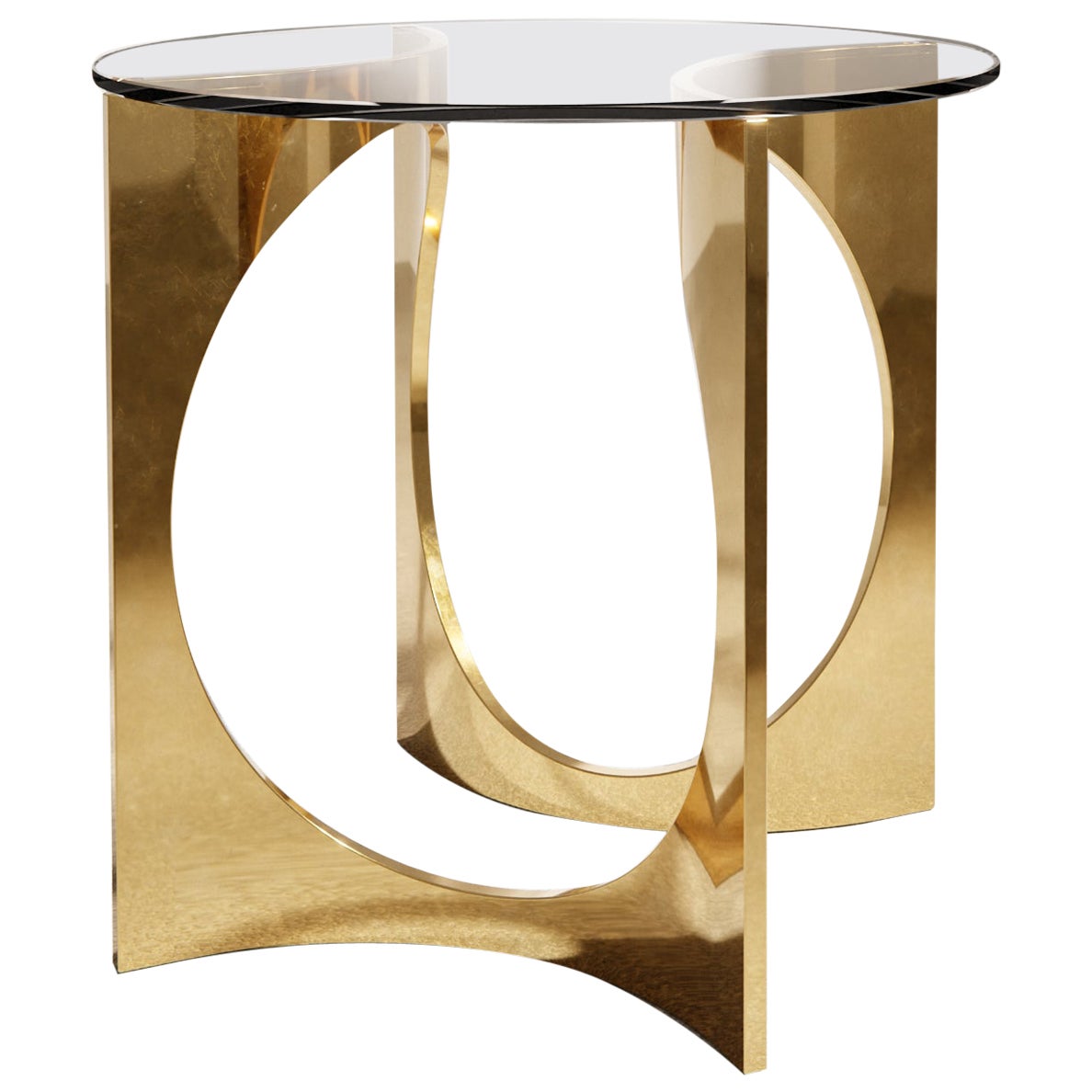 Table de déjeuner ronde Fuga en bronze moulé et verre par Metamorphic Art Studio