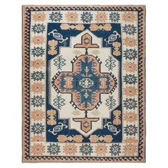 7.3x9.2 Ft Decorative Turkish Area Rug, Hand Knotted Geometric Carpet, 100% Wool