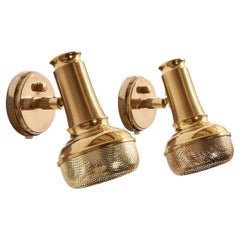 Swedish Designer, Wall Lights, Brass, Sweden, 1980s