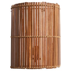 Amerikanische Designerin, Wandleuchte, Rattan, Kordel, USA, 1960er Jahre
