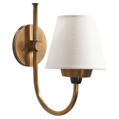 Danish Designer, Wall Light, Brass, Bakelite, Fabric, Denmark, 1940s