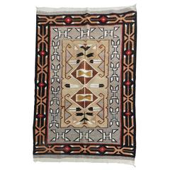 Very Pretty Old Navajo Trading Post Teec Nos Pos Rug with Feathers