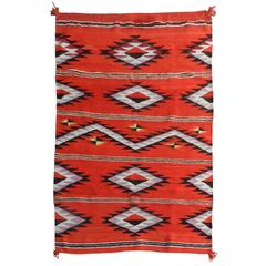 Early 1890s Navajo Eyedazzler Transitional Blanket with Purple and Yellow Colors