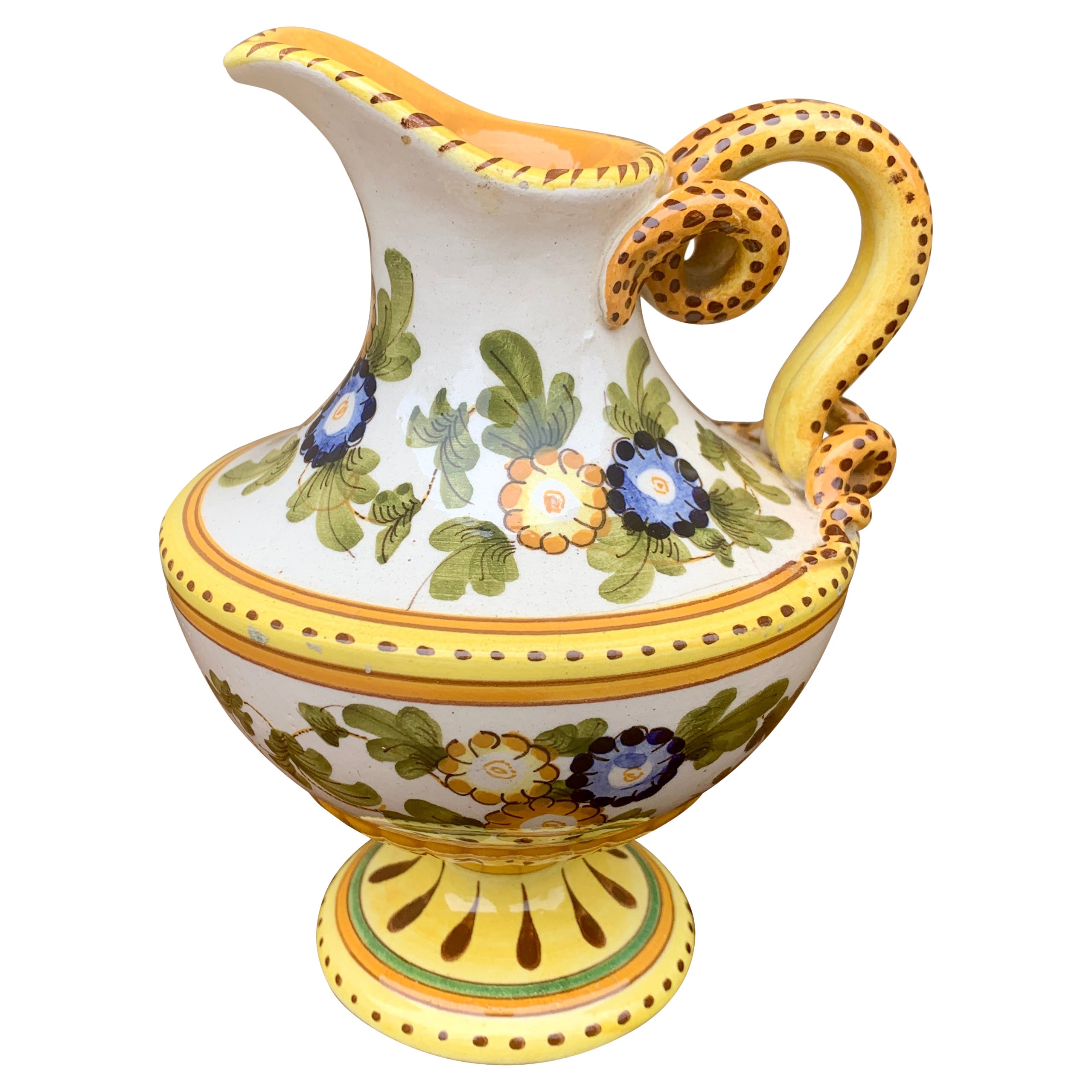Brocca in ceramica di Deruta dipinta a mano della provincia italiana