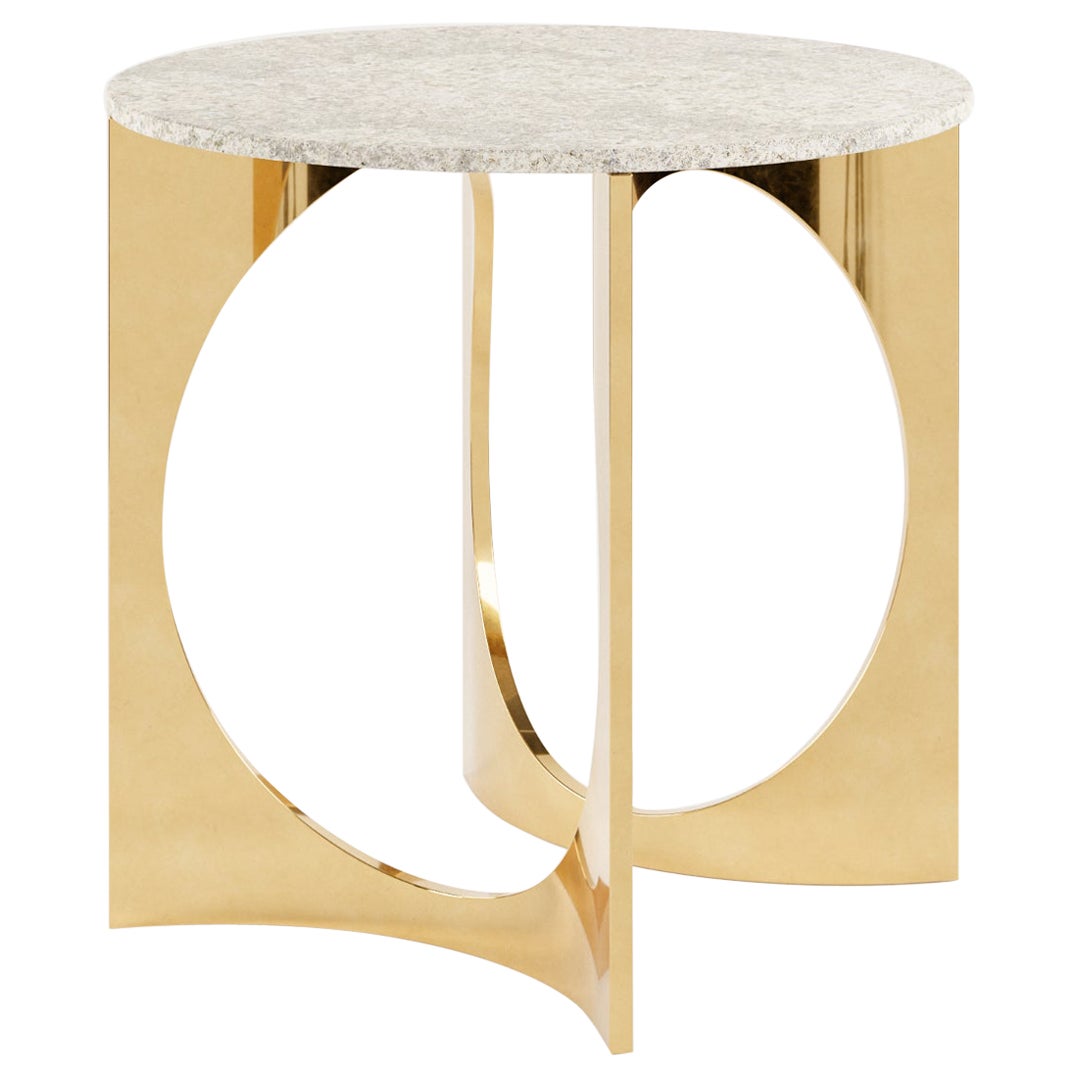 Round Fuga Breakfast Table in Cast Bronze and Stone by Metamorphic Art Studio For Sale
