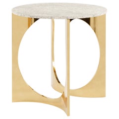 Round Fuga Breakfast Table in Cast Bronze and Stone by Metamorphic Art Studio