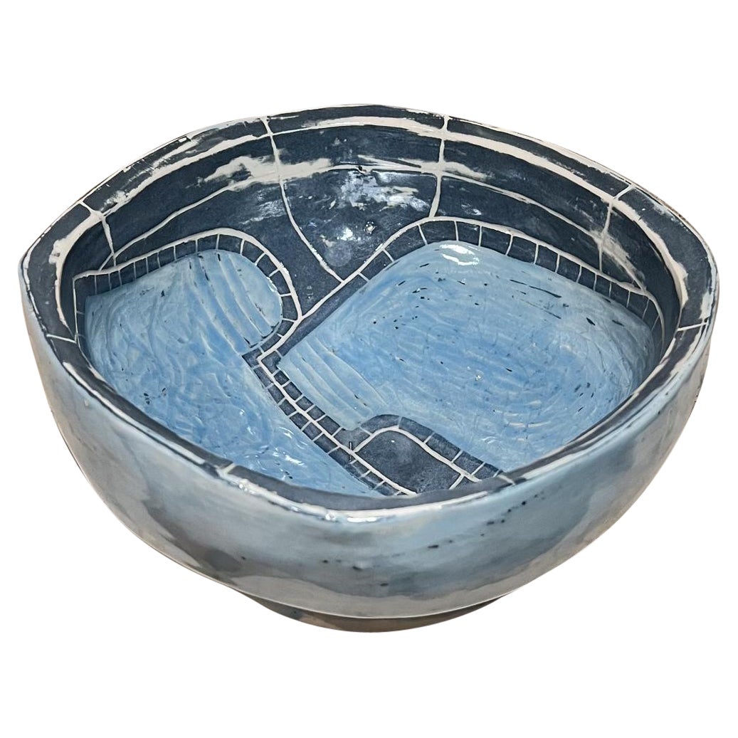 1970 Modernist Studio A Pottery Blue Bowl (bol bleu)