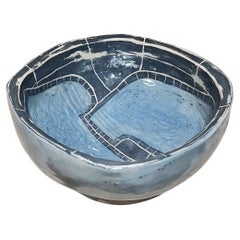 1970 Modernist Studio A Pottery Blue Bowl (bol bleu)
