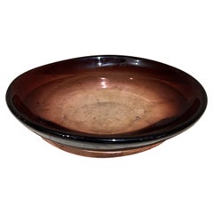 Plato hondo de Murano Marrón de Vidrio Artístico Italiano de los años 60