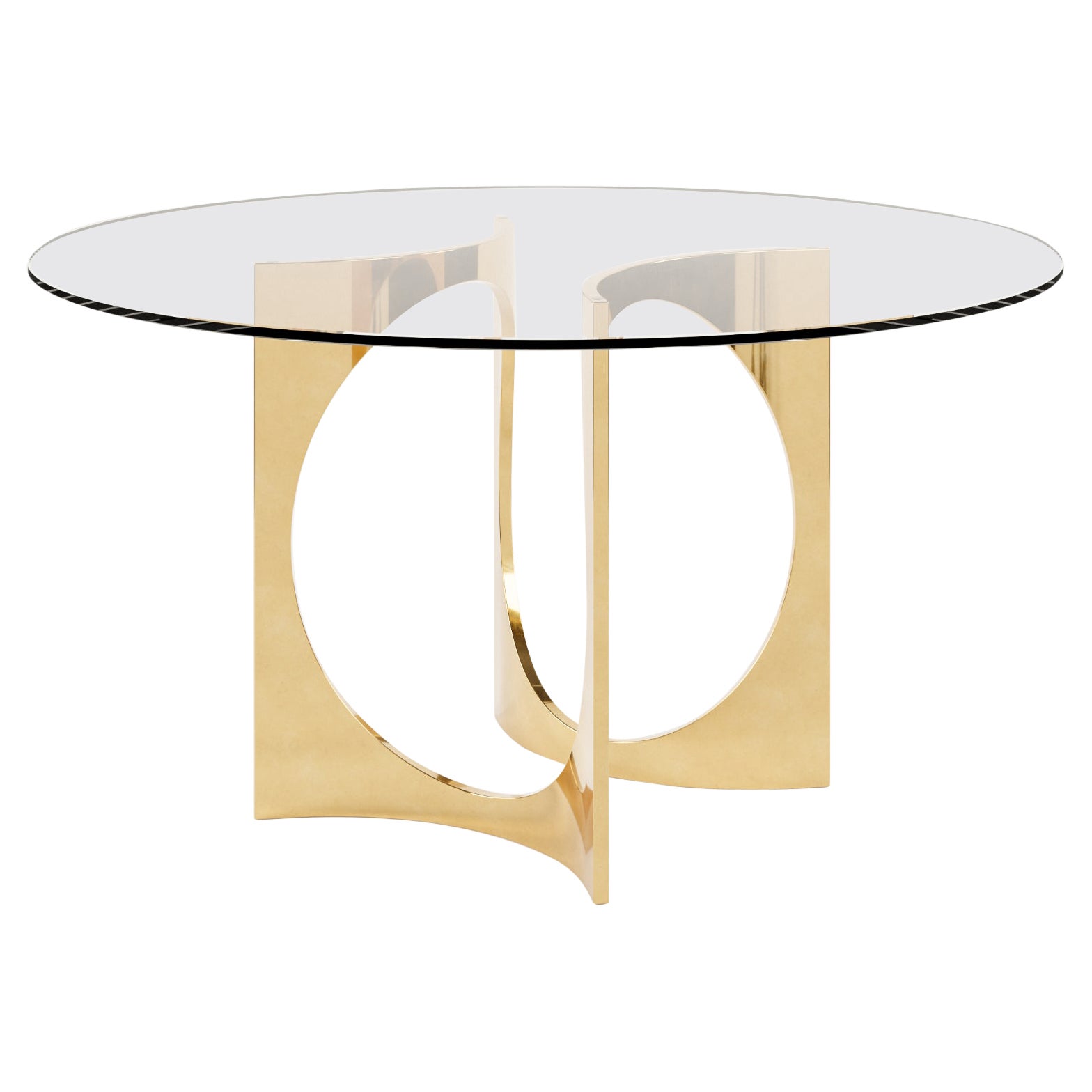 Table de salle à manger ronde Fuga en bronze moulé et verre par Metamorphic Art Studio