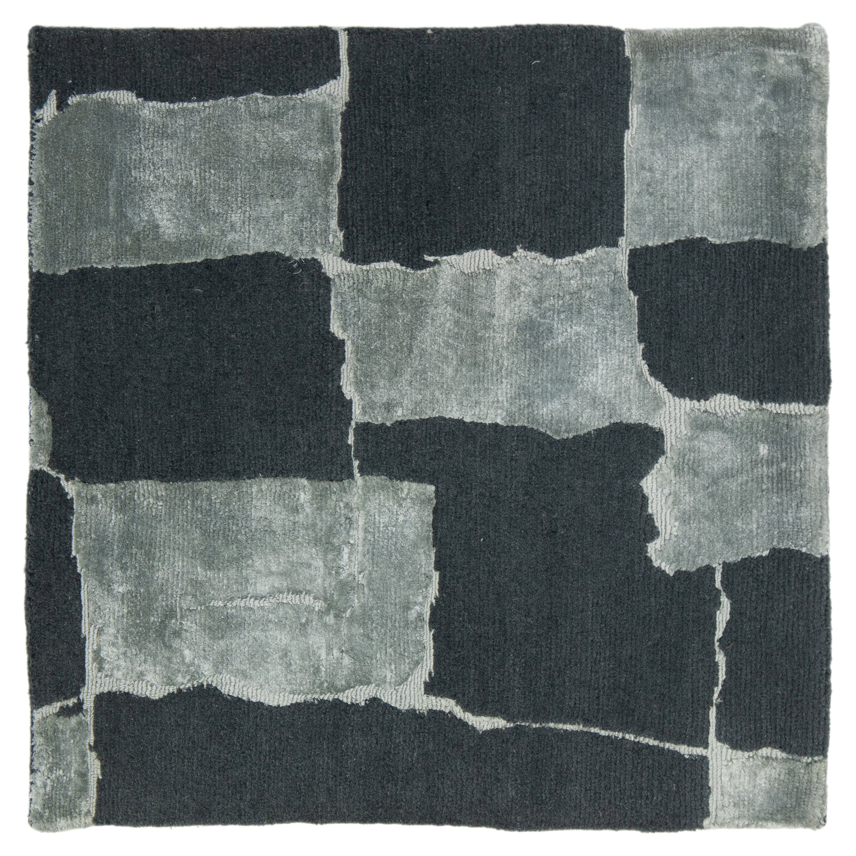 Apadana's Modern Wool & Silk Custom Rug In Gray