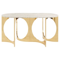 Eclipse Fuga Duo Console in Cast Bronze and Stone by Metamorphic Art Studio