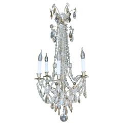 French Maison Baccarat Louis XVI Style Silver Plate and Crystal Chandelier