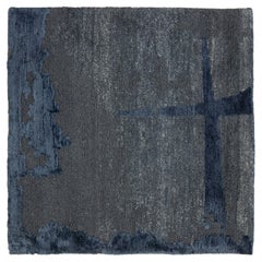 Apadana's Modern Aloe and Silk Custom Rug In Gray and Blue