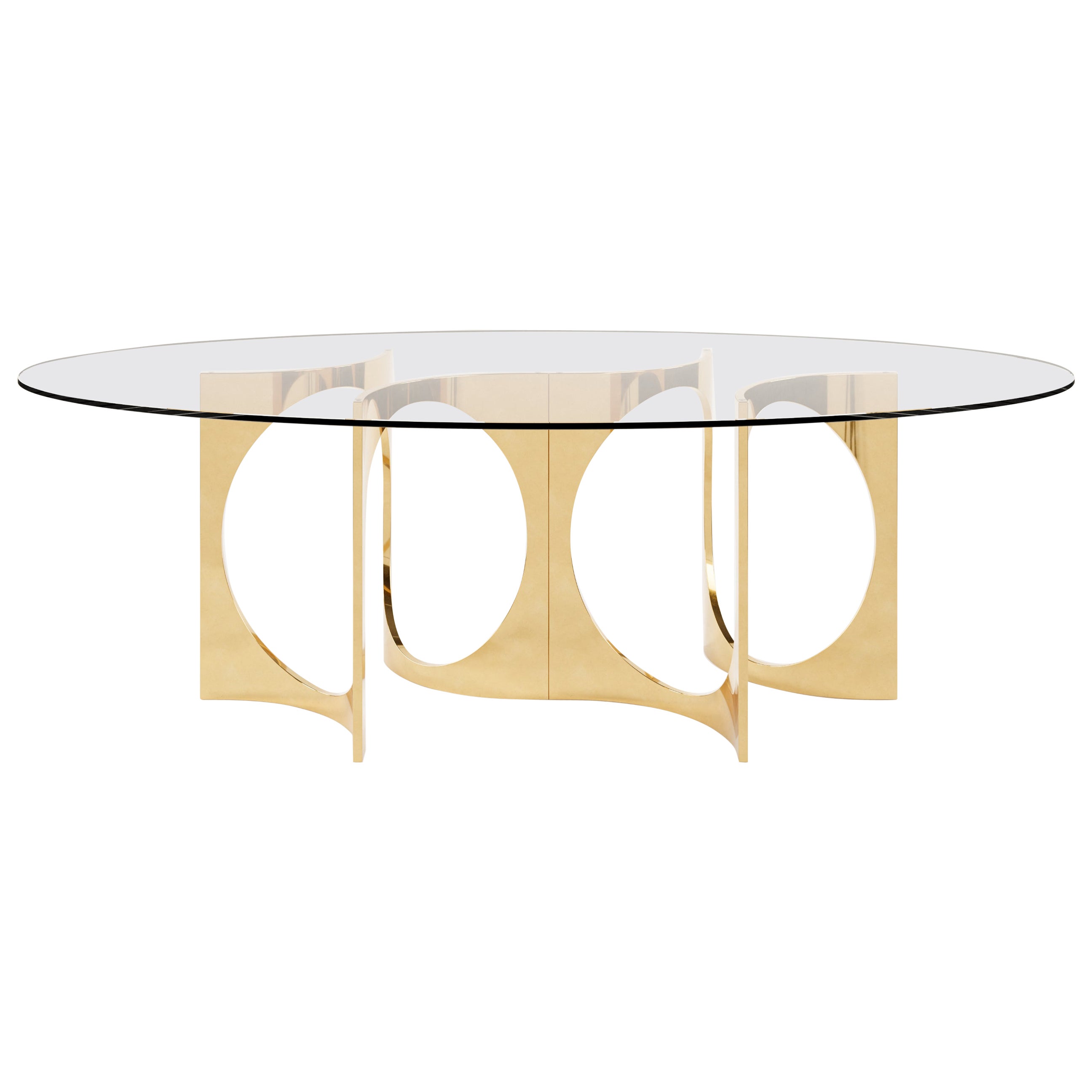 Ellipse Fuga Duo Dining Table in Cast Bronze and Glass by Metamorphic Art Studio