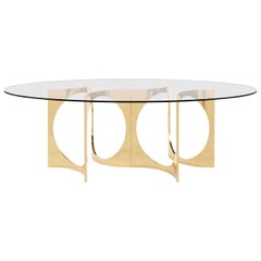 Ellipse Fuga Duo Dining Table in Cast Bronze and Glass by Metamorphic Art Studio